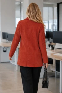 armonika Women's Dark Tile Single Button Velvet Jacket - Image 2