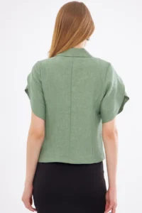 armonika Women's Green Slit Detailed Crop Short Sleeve Jacket - Image 5