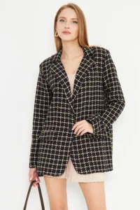 armonika Women's Beige Men's Collar Pocket Cover Padded Oversize Jacket