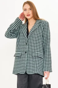 armonika Women's Mint Men's Collar Pocket Cover Padded Oversize Jacket - Image 2