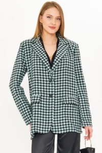 armonika Women's Mint Men's Collar Pocket Cover Padded Oversize Jacket - Image 3