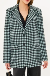 armonika Women's Mint Men's Collar Pocket Cover Padded Oversize Jacket - Image 4