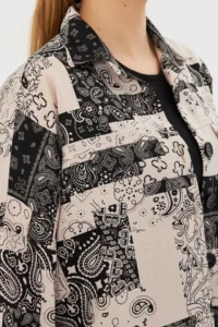 armonika Women's Beige Patterned Pocket Detailed Shirt Jacket - Image 3
