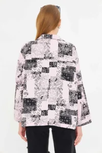 armonika Women's Pink Patterned Pocket Detailed Shirt Jacket - Image 7