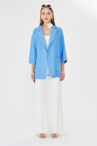 armonika Women BLUE with pocket Oversized Jacket - Image 5