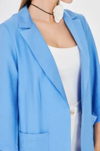 armonika Women BLUE with pocket Oversized Jacket - Image 6