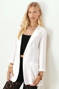 armonika Women Cream with pocket Oversized Jacket - Image 2