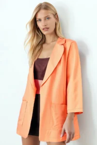armonika Women Orange with pocket Oversized Jacket - Image 2