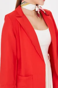 armonika Women Red with pocket Oversized Jacket - Image 5
