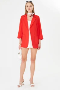 armonika Women Red with pocket Oversized Jacket - Image 6