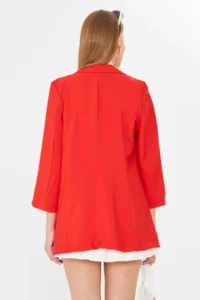 armonika Women Red with pocket Oversized Jacket - Image 7