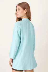 armonika Women Turquoise with pocket Oversized Jacket - Image 3