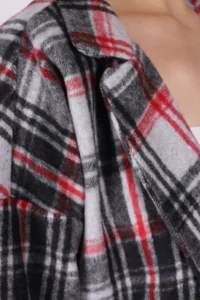 armonika Women's Black-Red Men's Oversize Jacket with Side Slits on the Collar - Image 2