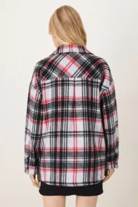 armonika Women's Black-Red Men's Oversize Jacket with Side Slits on the Collar - Image 3
