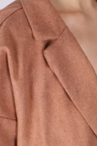 armonika Women's Camel Men's Oversize Jacket with Slits on the Sides of the Collar - Image 2
