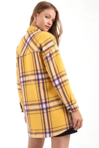 armonika Women's Yellow Men's Oversize Jacket with Side Slits on the Collar - Image 3