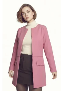 armonika Women's Dusty Rose Long Jacket with Stitched Waist - Image 3
