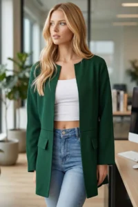 armonika Women Emerald Beli stitched LONG Jacket - Image 2