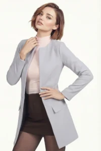 armonika Women Gray Beli stitched LONG Jacket - Image 3