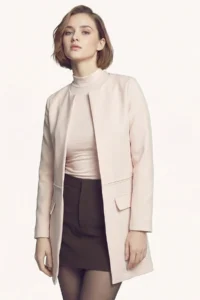 armonika Women's Light Beige Long Jacket with Stitched Waist - Image 2