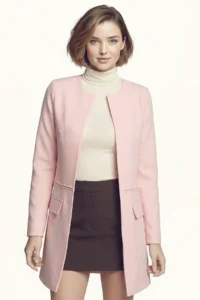 armonika Women Powder PINK Beli stitched LONG Jacket - Image 4