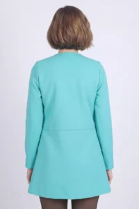 armonika Women's Turquoise Waist Stitched Long Jacket - Image 3