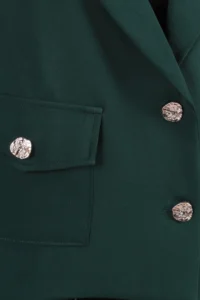 armonika Women's Emerald Men's Collar Square Pocket Crop Jacket - Image 4