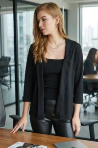 armonika Women Black Duble Sleeve Jacket