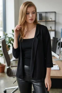 armonika Women Black Duble Sleeve Jacket - Image 2