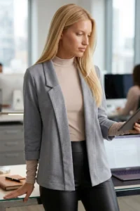 armonika Women Gray Duble Sleeve Jacket