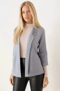 armonika Women Gray Duble Sleeve Jacket - Image 2