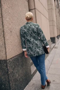 armonika Women Emerald Patterned Single Button Jacket - Image 2