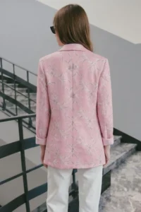 armonika Women Fuchsia Patterned Single Button Jacket - Image 2