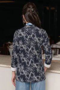 armonika Women's Navy Blue Patterned Single Button Jacket - Image 2