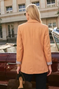 armonika Women's Camel Sleeve Striped Single Button Jacket - Image 2