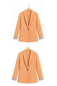 armonika Women's Camel Sleeve Striped Single Button Jacket - Image 3