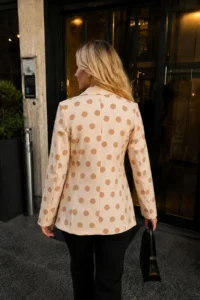 armonika Women Beige Polka Dot Single Button Jacket - Image 2
