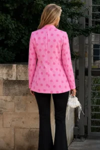 armonika Women's Pink Polka Dot Single Button Jacket - Image 2