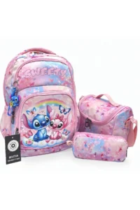 Bevitton Water Resistant Backpack Primary School Bag Set of 3 Girls Primary School Bag Character Colored Powder - Image 2