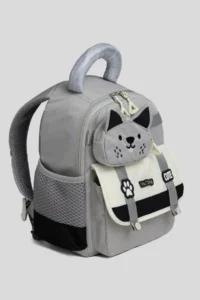 VEIBAG  4 Compartment Kindergarten Bag with Cat Detail - Water Bottle Pocket and Comfortable Design - Gray - Image 2