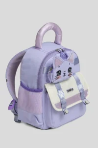 VEIBAG  3 Compartment Kindergarten Bag with Cat Detail - Water Bottle Pocket and Comfortable Design - Lilac - Image 2