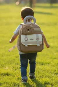 VEIBAG  3-Compartment Kindergarten Bag with Cat Detail - Water Bottle Pocket and Comfortable Design - Mink - Image 6