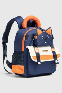 VEIBAG  4-Compartment Kindergarten Bag with Cat Detail - Comfortable Design with Water Bottle Pocket - Image 3