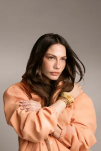 TRENDYOLMİLLA Orange Oversized Stand Collar linen look Bomber Jacket Coat - Image 2