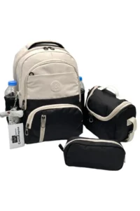 ÇantaExpress Suay Durable first School Bag Set of 3 Unisex Children primary school Bag 8010 Beige-black - Image 2
