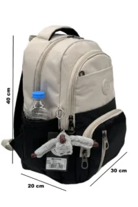 ÇantaExpress Suay Durable first School Bag Set of 3 Unisex Children primary school Bag 8010 Beige-black - Image 3