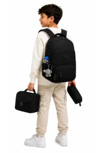 ÇantaExpress Waterproof first School Bag Set of 3 Unisex Children primary school Bag 8010 Black