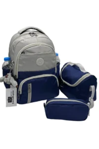 ÇantaExpress Waterproof first School Bag Set of 3 Unisex Children's primary school Bag 8010 Grey-dark blue - Image 2