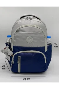 ÇantaExpress Waterproof first School Bag Set of 3 Unisex Children's primary school Bag 8010 Grey-dark blue - Image 4
