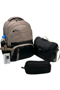 ÇantaExpress First School Bag Set of 3 Unisex Children Waterproof primary school Bag 8010 Mink-black - Image 2